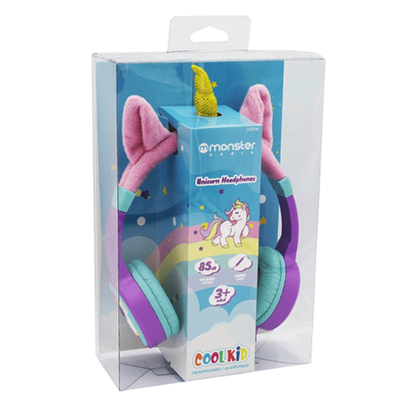 AUDIFONOS OVER EAR PARA NIÑOS MONSTER AUDIO COOLKID UNICORN PURPURA - 1