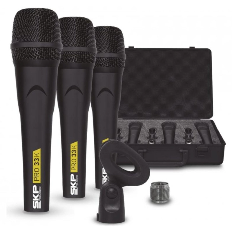 KIT 3 MICROFONOS DINAMICOS ALAMBRICOS SKP PRO 33K - 1