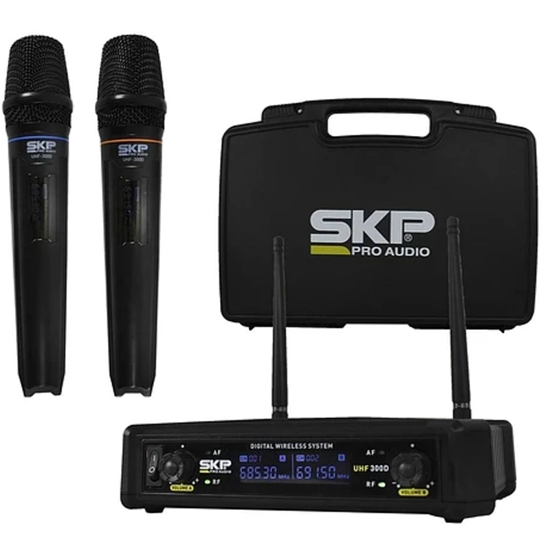PACK 2 MICROFONOS DINAMICOS INALAMBRICOS SKP UHF 300D - 1