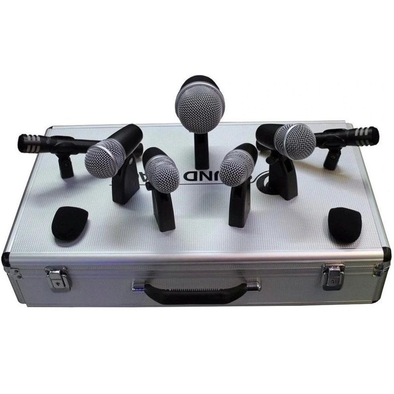 SET DE 7 MICROFONOS PARA BATERIA CON ESTUCHE Y CLIPS SOUNDTRACK DRM-7 - 1