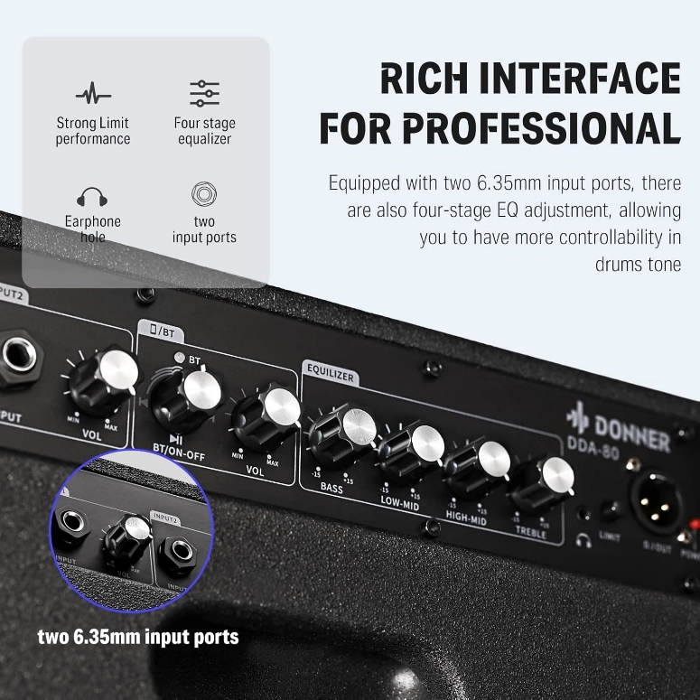 AMPLIFICADOR INALAMBRICO PARA BATERIA Y TECLADO DONNER DDA-80 - 4