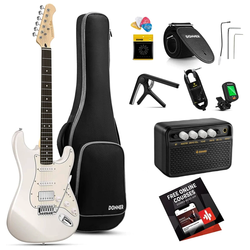 PACK GUITARRA ELECTRICA FUNDA Y AMPLIFICADOR DONNER DST-152W. - 1