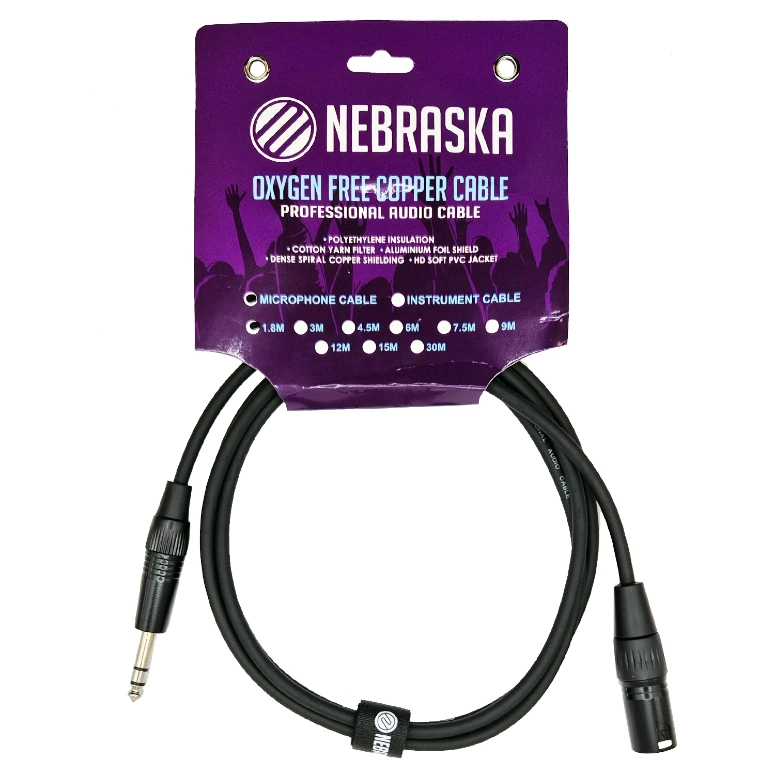 CABLE PLUG STEREO A XLR MACHO DE 1.8 MT NEBRASKA XMJ-S1.8 - 1