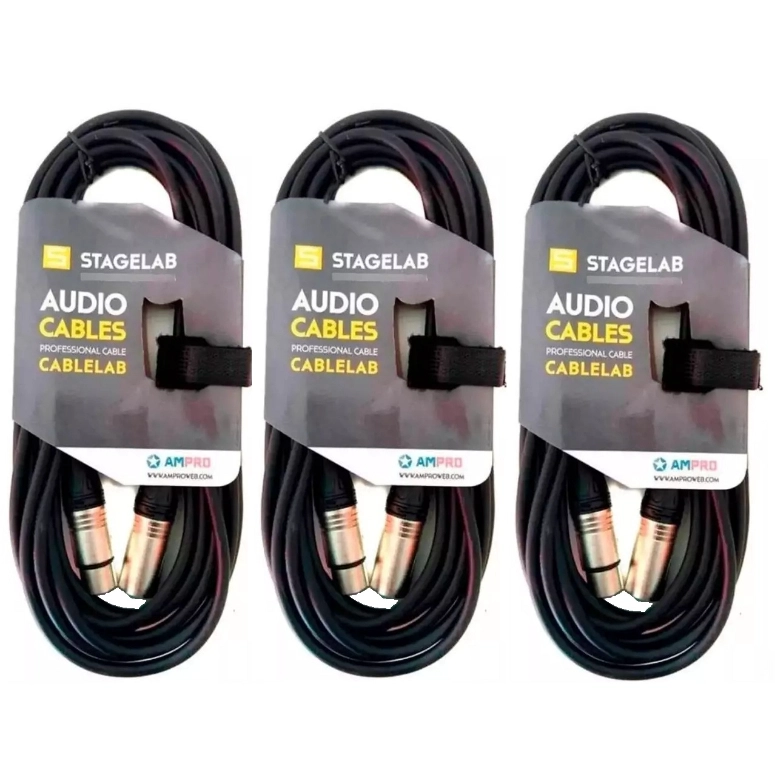 3 CABLES XLR DE MICROFONO DE 3 MT STAGE LAB XMX F3 - 1