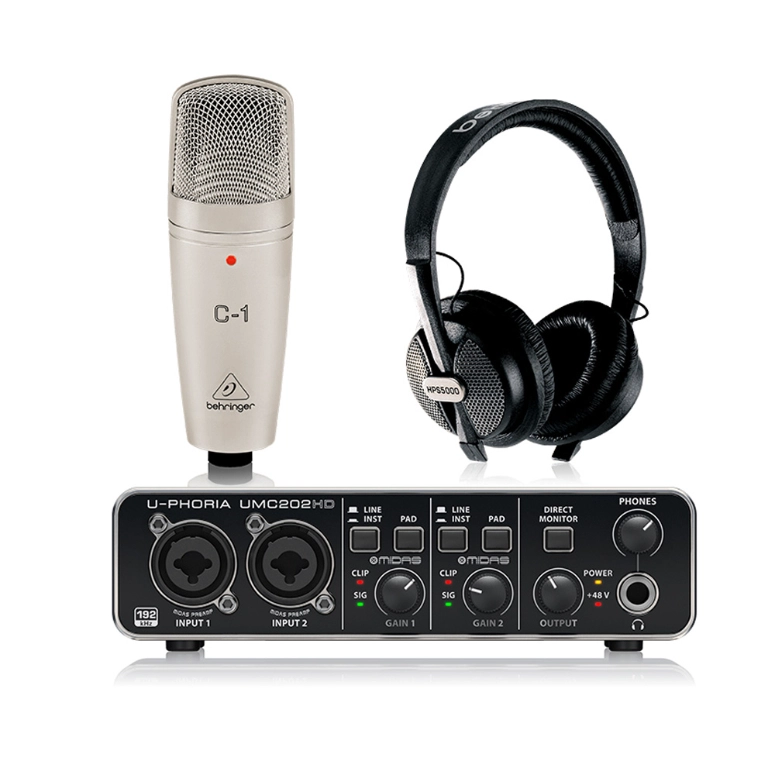 PACK DE HOME STUDIO INTERFAZ DE AUDIO MICROFONO Y AUDIFONOS BEHRINGER U-PHORIA STUDIO PRO - 1