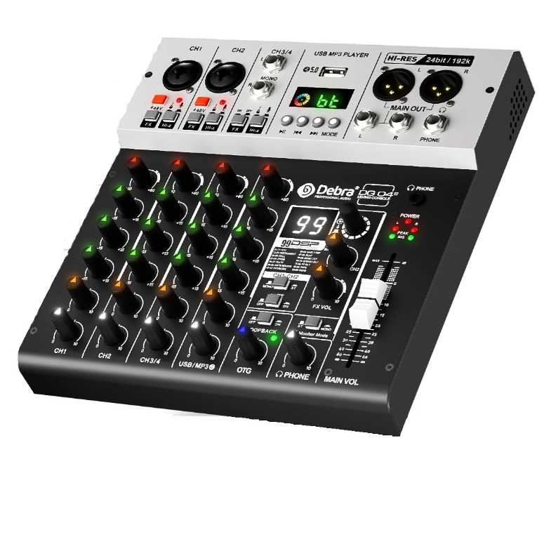 MEZCLADORA CONSOLA DE AUDIO CON TARJETA DE SONIDO DEBRA DG04S - 2