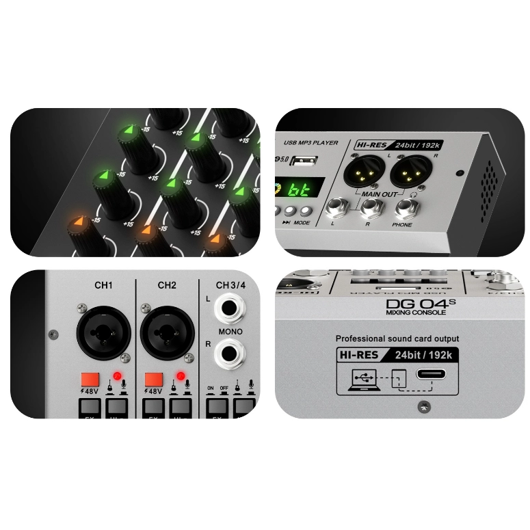 MEZCLADORA CONSOLA DE AUDIO CON TARJETA DE SONIDO DEBRA DG04S - 3