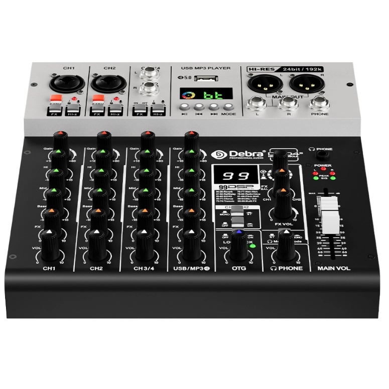 MEZCLADORA CONSOLA DE AUDIO CON TARJETA DE SONIDO DEBRA DG04S - 4