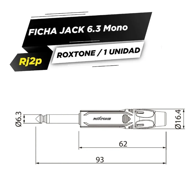 2 CONECTORES PLUG MONO DE 6.3 MM ROXTONE RJ2PNN - 3