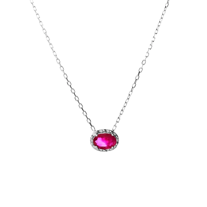 COLLAR ORO CENTRAL RUBI RODEADO EN BRILLANTES - 1