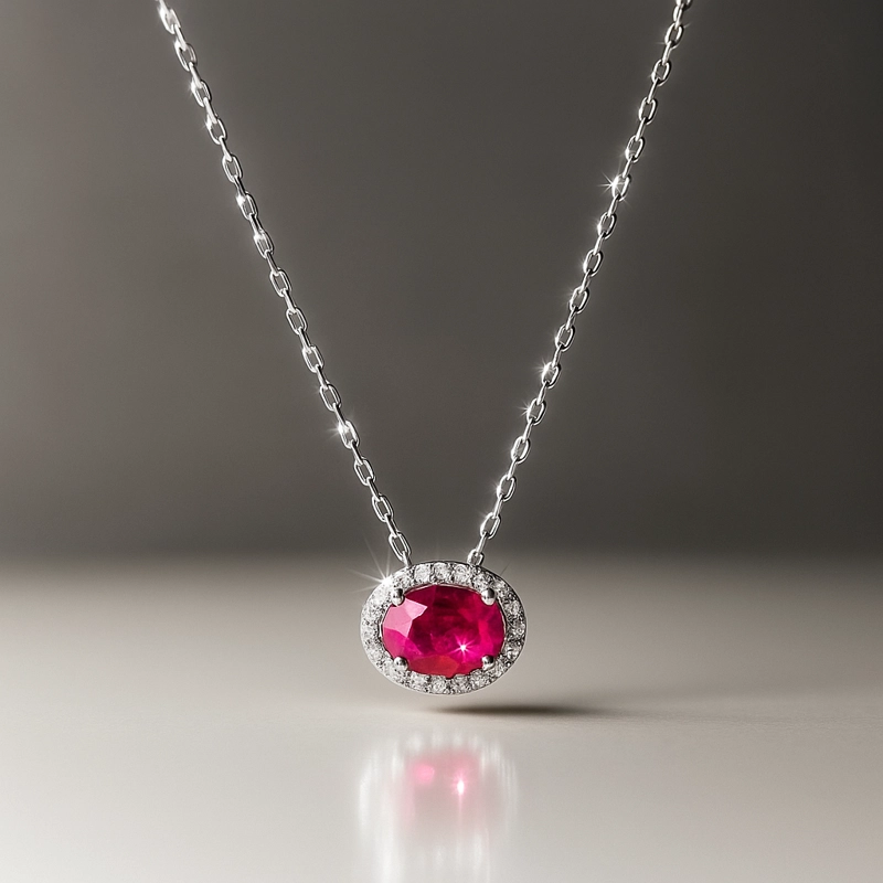 COLLAR ORO CENTRAL RUBI RODEADO EN BRILLANTES - 2