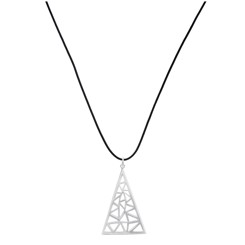 COLLAR DE TRIANGULO DEL PODER EN PLATA CON CORDON NEGRO - 1
