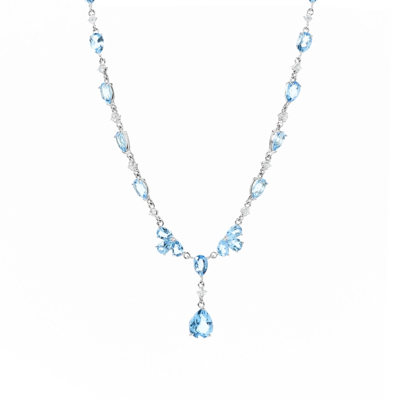 COLLAR TOPACIO AZUL NATURAL EN GOTAS. - 1
