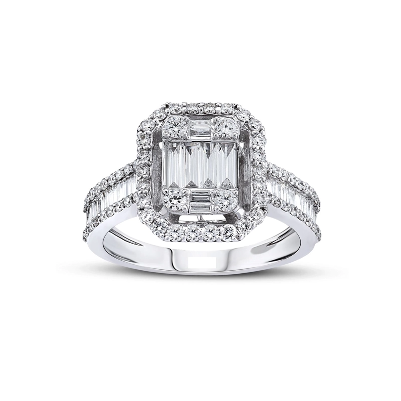 ANILLO ORO DIAMANTES BAGUETTE COMPROMISO #12.5 - 1