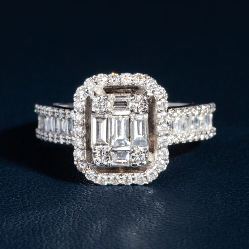 ANILLO ORO DIAMANTES BAGUETTE COMPROMISO #12.5 - 2