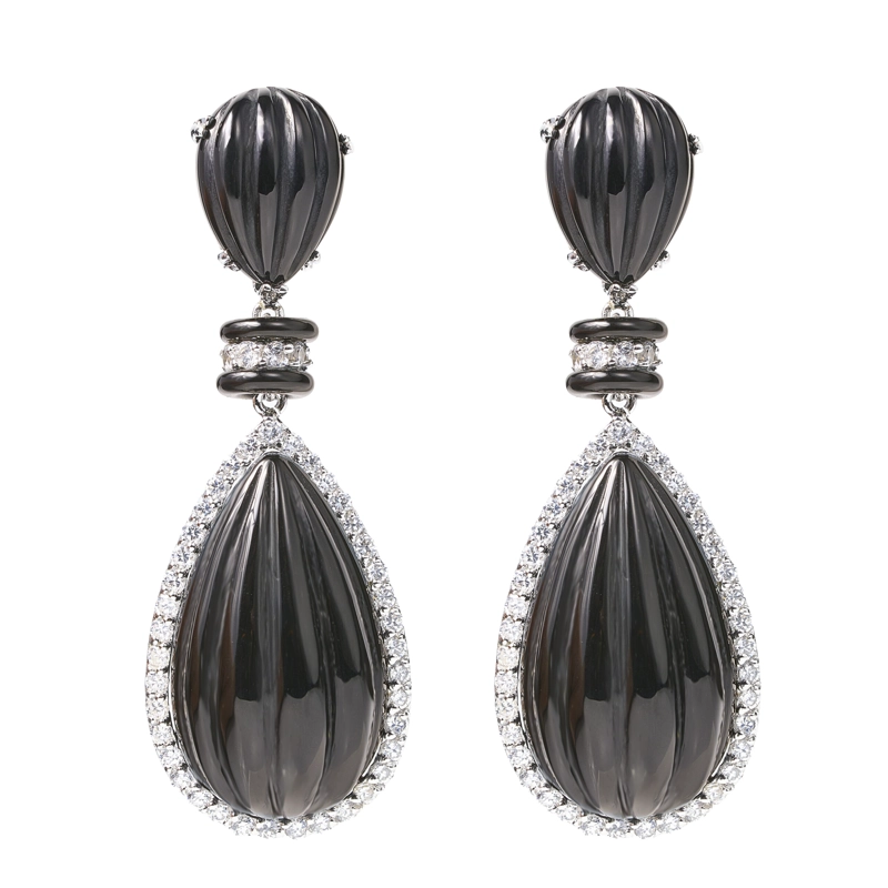AROS DE ONIX EN GOTA CON CIRCONES - 1