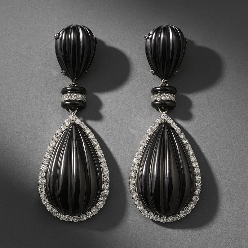 AROS DE ONIX EN GOTA CON CIRCONES - 2