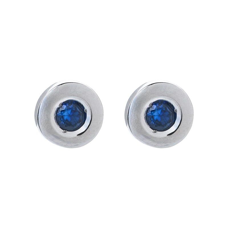 AROS ZAFIRO NATURAL  ORO BLANCO 18K - 1