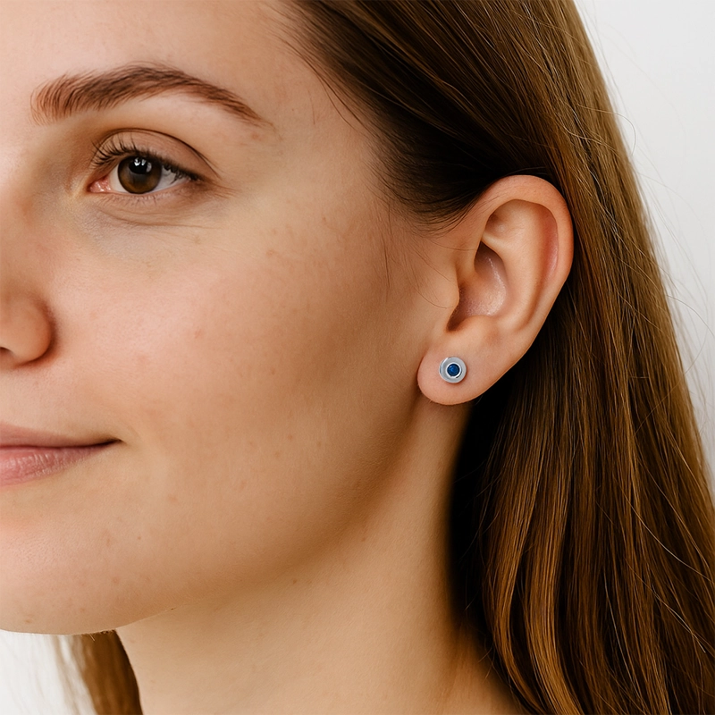 AROS ZAFIRO NATURAL  ORO BLANCO 18K - 2