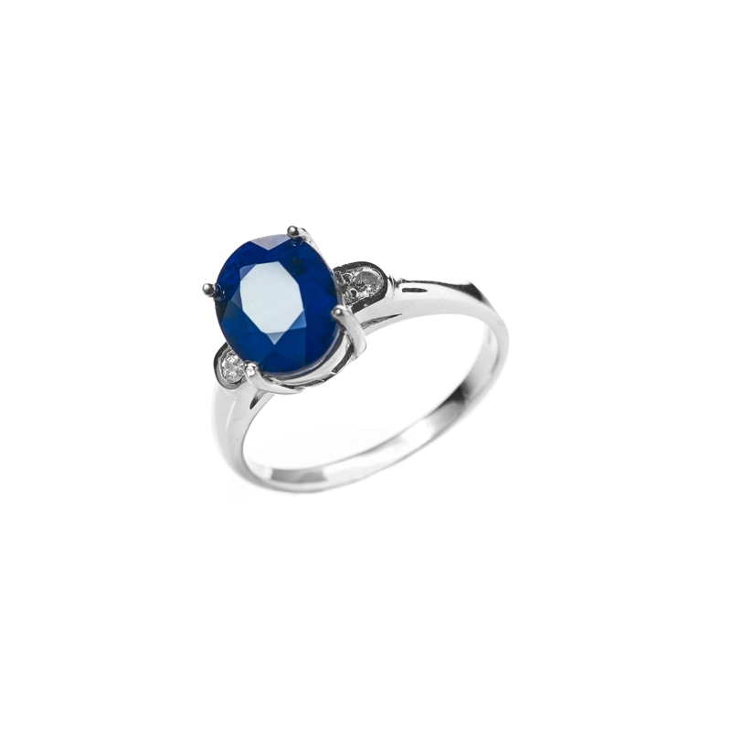 ANILLO ZAFIRO NATURAL OVALADO DOS CIRCONES #17 - 1