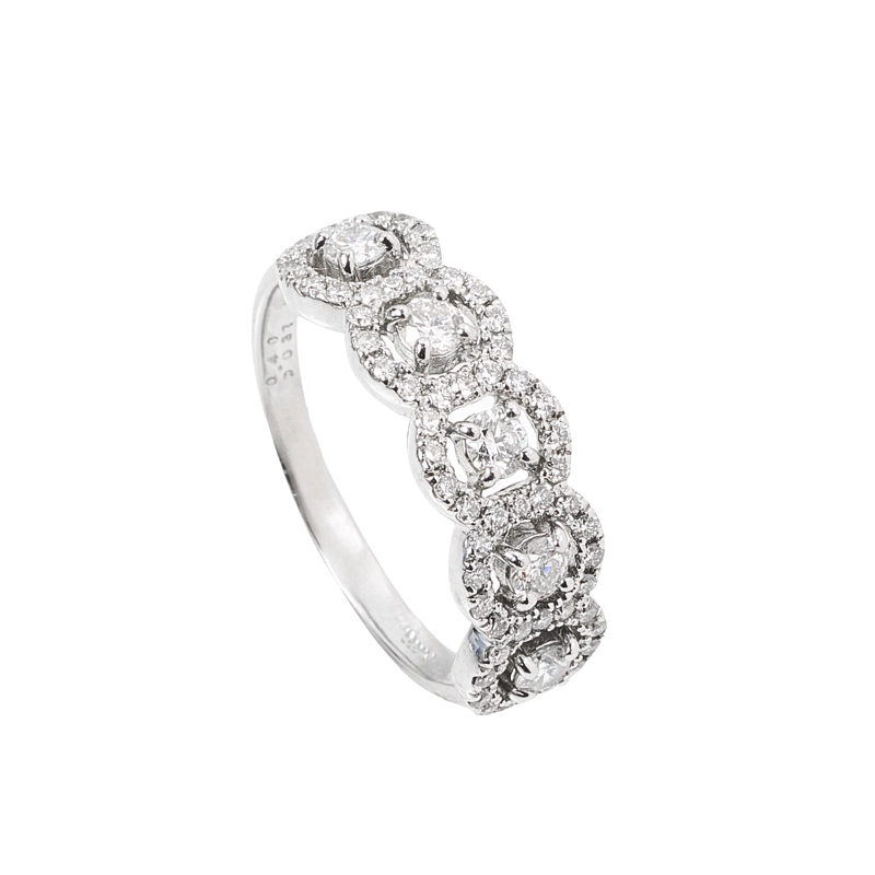 ANILLO 5 DIAMANTES CON HALO TALLA 16 - 1