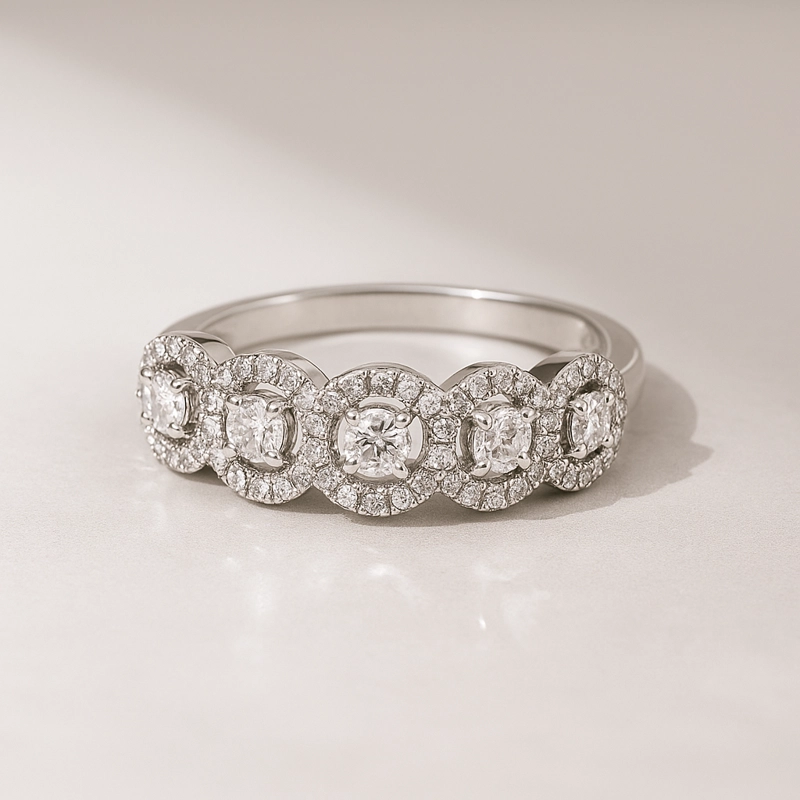 ANILLO 5 DIAMANTES CON HALO TALLA 16 - 2