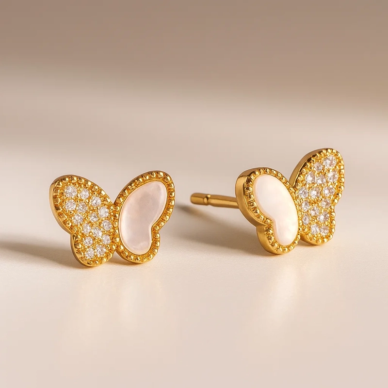 AROS DE MARIPOSA CON NACAR Y CIRCONES - 2