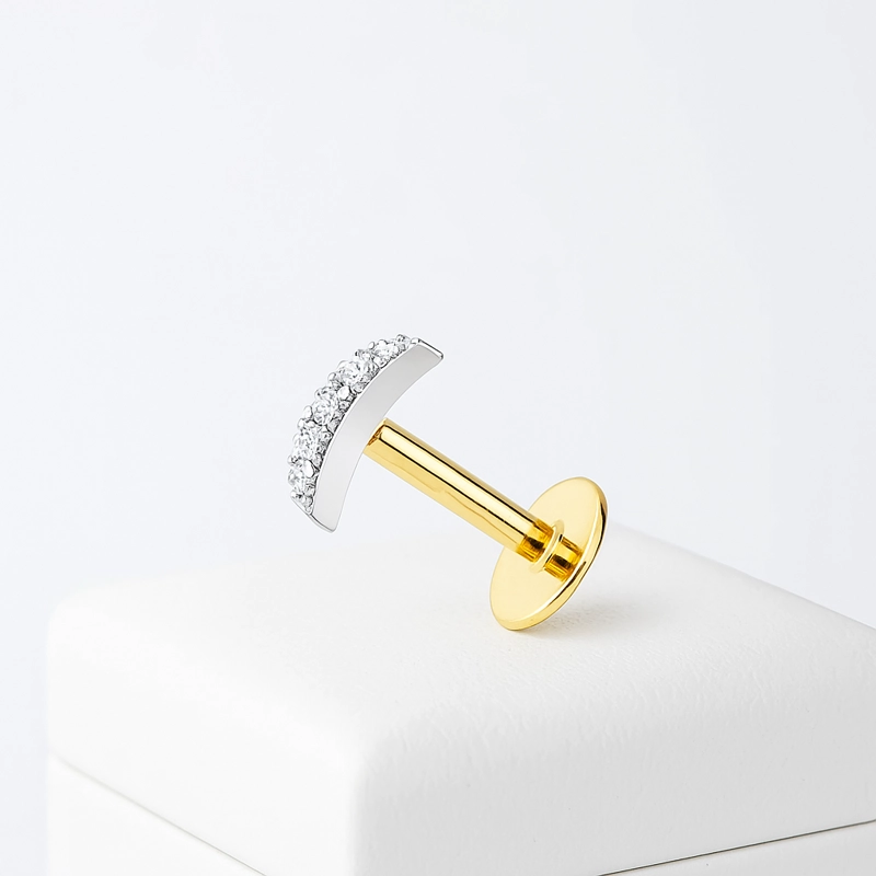 PIERCING ORO 18KT LUNA CIRCONES - 2