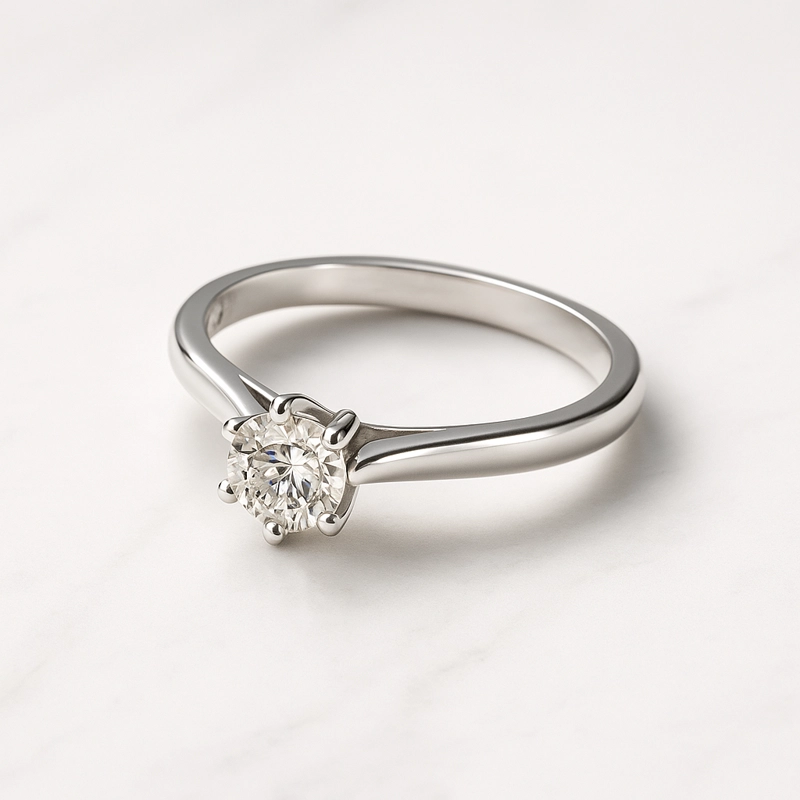 ANILLO SOLITARIO DE  0.30 CT ORO BLANCO #12 - 2