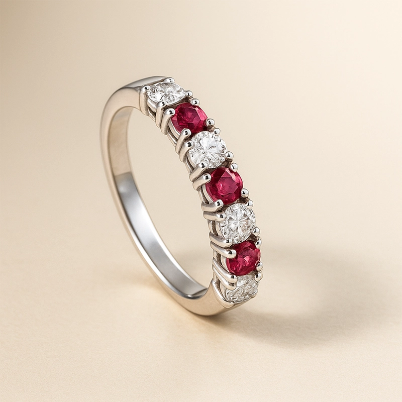 MEDIO CINTILLO DE RUBIES Y DIAMANTES. TALLA 14 - 2