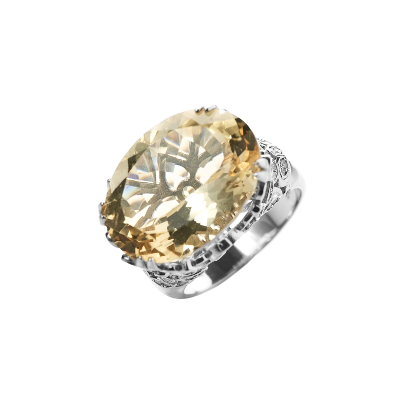 ANILLO DE CITRINO NATURAL OVALADO #17 - 1