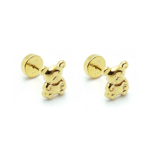AROS OSO ORO AMARILLO 18 KT PARA RECIEN NACIDA - 1