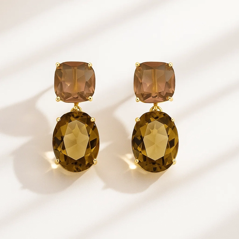 AROS LARGOS ORO Y PIEDRAS 24X10MM - 2