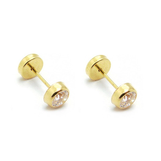 AROS BISEL RECIEN NACIDA ORO 18KT Y CIRCON - 1