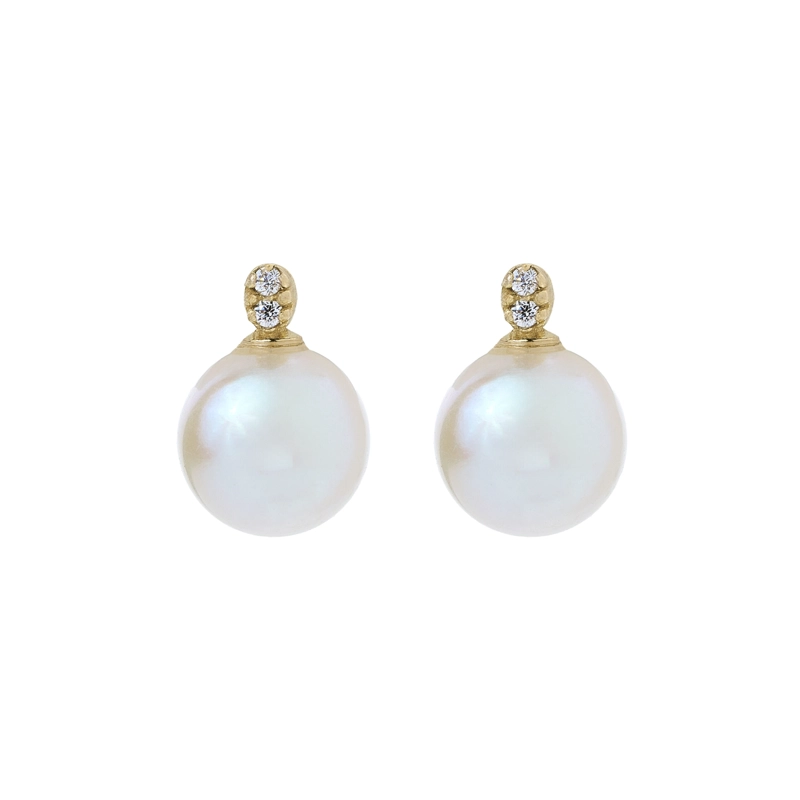 AROS PERLA CULTIVADA 6 MM CIRCON ORO 18 KT - 1