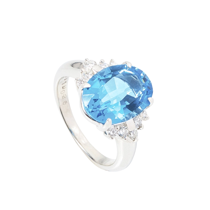 ANILLO TOPACIO AZUL OVALADO TALLA 12 - 1
