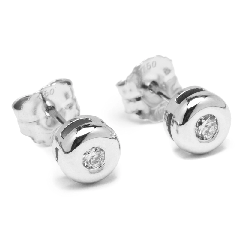 AROS ORO BLANCO 18K BRILLANTE BISEL 0.10PTS - 1