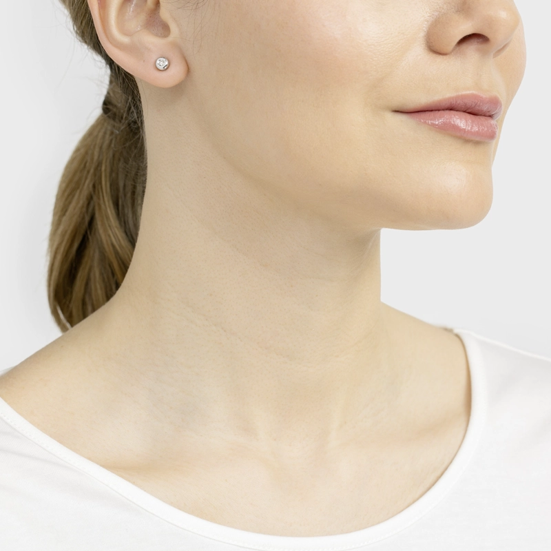 AROS ORO BLANCO 18K BRILLANTE BISEL 0.10PTS - 2
