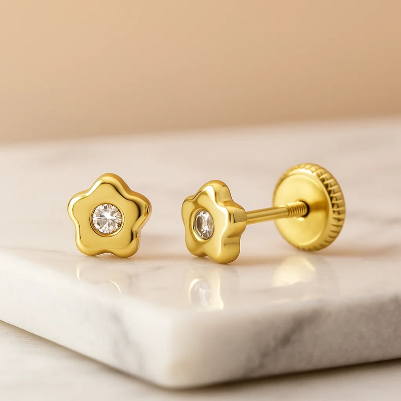 AROS ORO 18KT ESTRELLITA CIRCON 4MM - 2