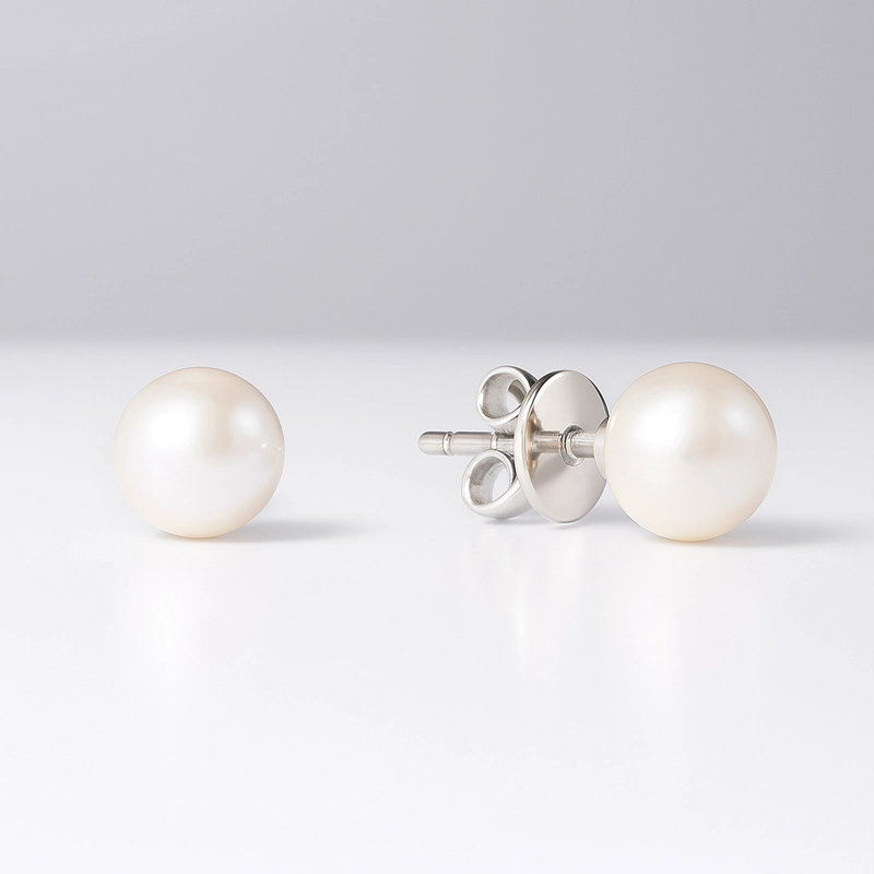 AROS PERLAS ORO BLANCO DE 5MM - 2