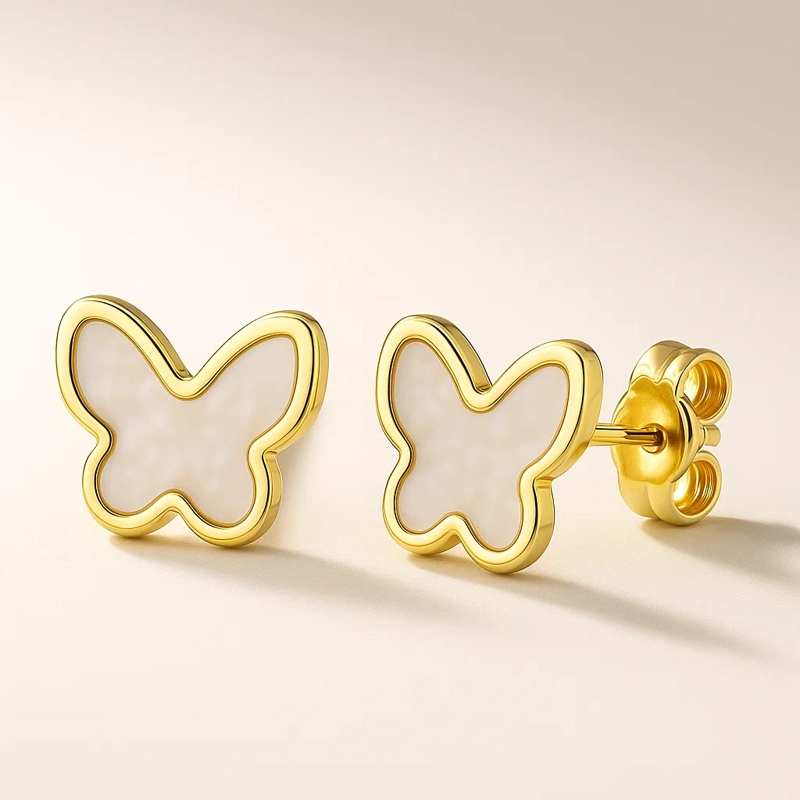 AROS ORO MARIPOSA NACAR 9MM - 2