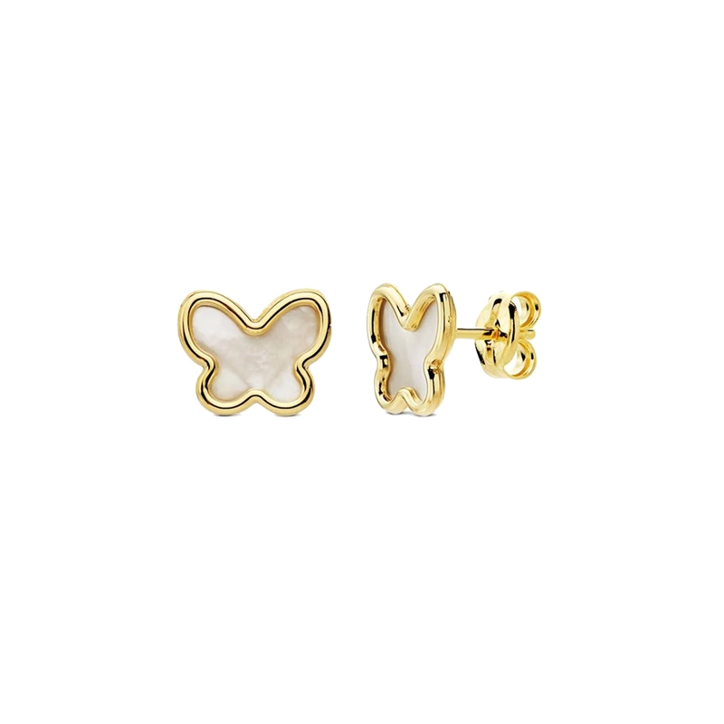 AROS ORO MARIPOSA NACAR 9MM - 3