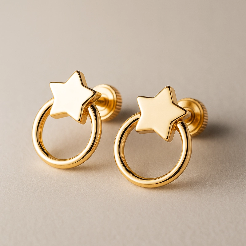 AROS ESTRELLA ORO 18 KT - 2