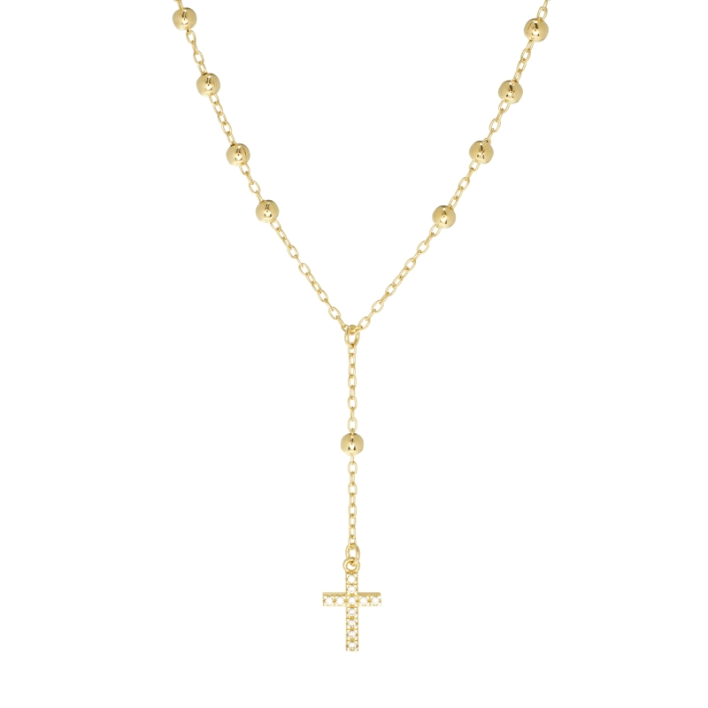 COLLAR ROSARIO DORADO CON CZ - 1