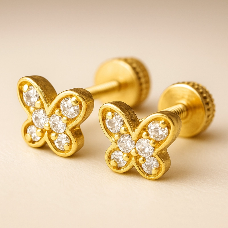 AROS MARIPOSA ORO 18 KT CIRCON - 2