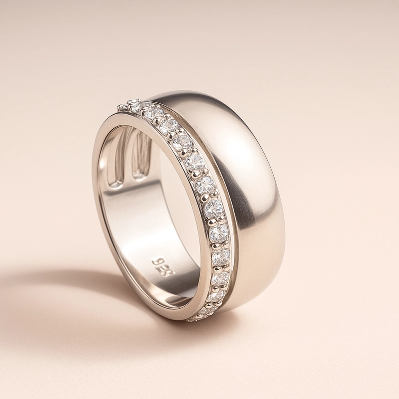 ANILLO DE ORO BLANCO BOMBE  TALLA 7 - 2