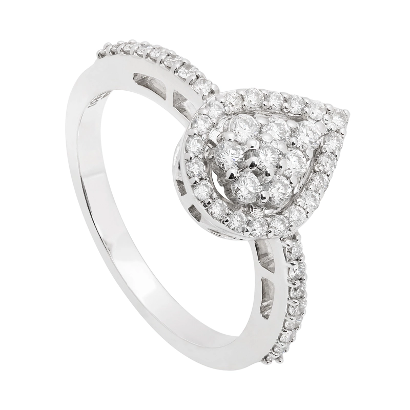 ANILLO DE COMPROMISO DOBLE CUERPO BRILLANTES 0.5CT ORO BLANCO 18K #12 - 1