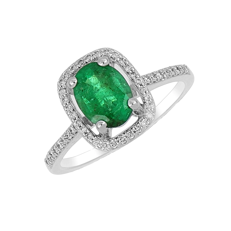 ANILLO ORO ESMERALDA CENTRAL Y DIAMANTES #13 - 1