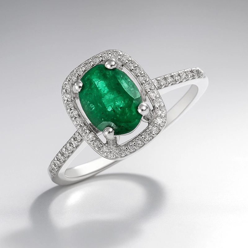 ANILLO ORO ESMERALDA CENTRAL Y DIAMANTES #13 - 3