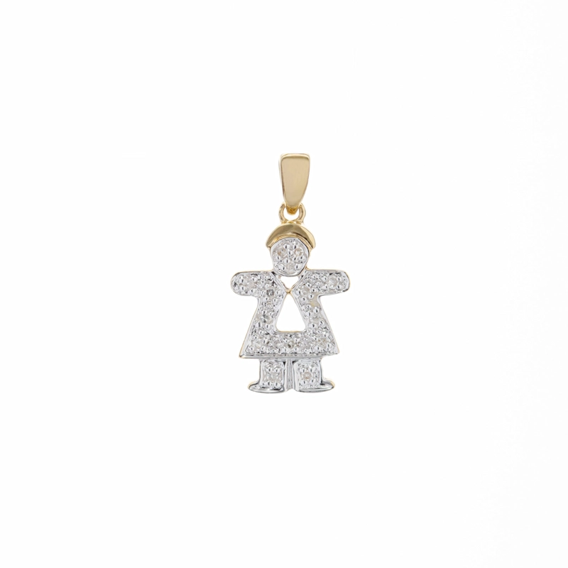 COLGANTE NIÑITA ORO AMARILLO 18K CON BRILLANTES - 1